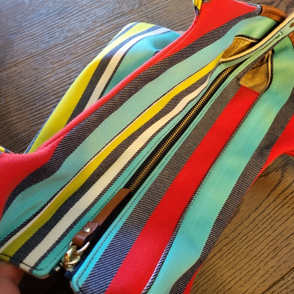 Kate spade ♠️ bag hand shoulder summer stripes rainbow - Picture 7 of 8
